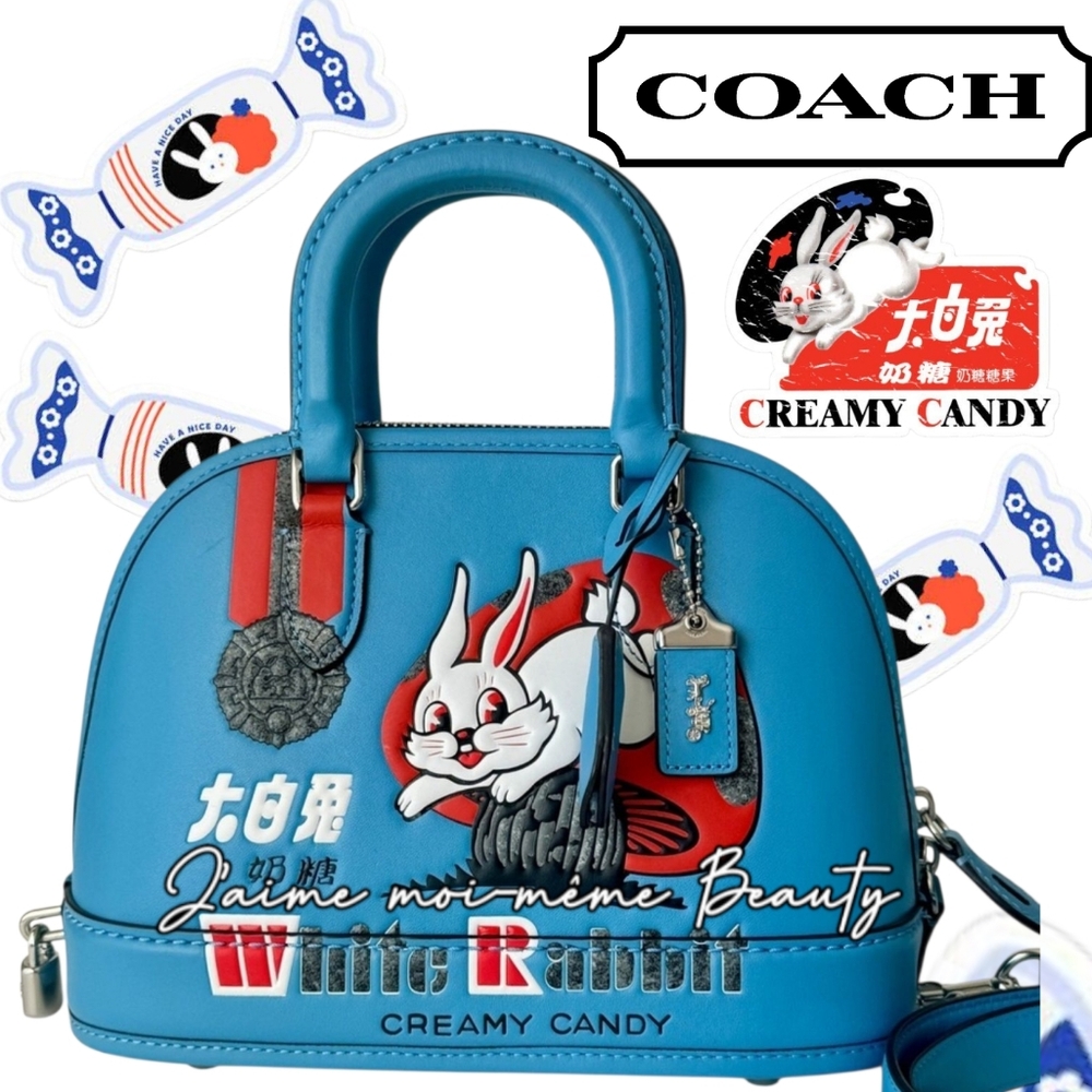 Coach RETAIL CHINA Exclusive White Rabbit Candy Collab Revel Bag Blue